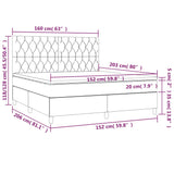 Box Spring Bed with Mattress&LED Dark Grey 153x203 cm Queen Size Velvet - Low Angle