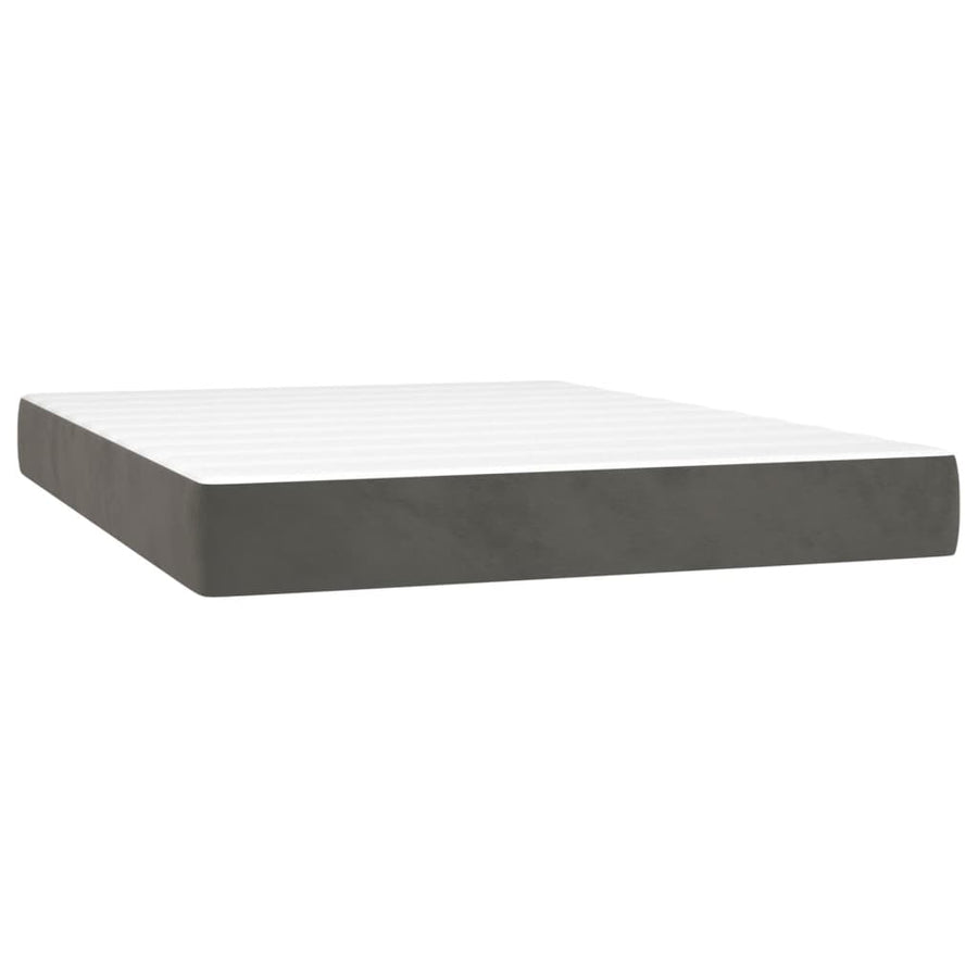 Box Spring Bed with Mattress&LED Dark Grey 137x190 cm Double Velvet
