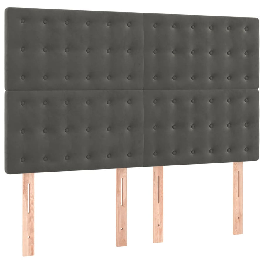 Box Spring Bed with Mattress&LED Dark Grey 137x190 cm Double Velvet