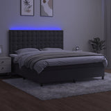 Box Spring Bed with Mattress&LED Dark Grey 153x203 cm Queen Size Velvet