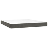 Box Spring Bed with Mattress&LED Dark Grey 153x203 cm Queen Size Velvet - Rear View