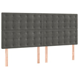 Box Spring Bed with Mattress&LED Dark Grey 153x203 cm Queen Size Velvet - Close-Up Angle