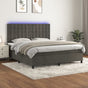 Box Spring Bed with Mattress&LED Dark Grey 152x203 cm Queen Velvet