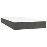 Box Spring Bed with Mattress&LED Dark Grey 106x203 cm King Single Size Velvet - Rear View