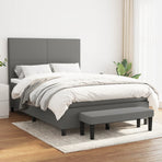 Box Spring Bed with Mattress Dark Grey 137x190 cm Double Fabric
