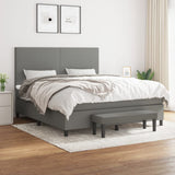 Box Spring Bed with Mattress Dark Grey 153x203 cm Queen Size Fabric