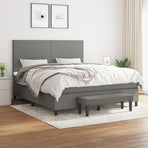 Box Spring Bed with Mattress Dark Grey 152x203 cm Queen Fabric
