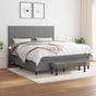 Box Spring Bed with Mattress Dark Grey 152x203 cm Queen Fabric