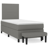 Box Spring Bed with Mattress Dark Grey 107x203 cm King Single Fabric