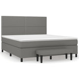 Box Spring Bed with Mattress Dark Grey 153x203 cm Queen Size Fabric