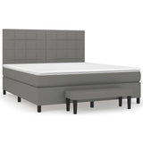 Box Spring Bed with Mattress Dark Grey 153x203 cm Queen Size Fabric - Front View