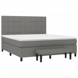 Box Spring Bed with Mattress Dark Grey 153x203 cm Queen Size Fabric - Side View