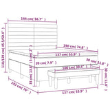 Box Spring Bed with Mattress Dark Grey 137x187 cm Double Size Fabric - Low Angle