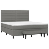 Box Spring Bed with Mattress Dark Grey 153x203 cm Queen Size Fabric - Side View