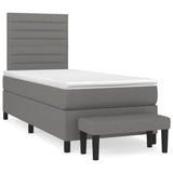 Box Spring Bed with Mattress Dark Grey 107x203 cm King Single Fabric