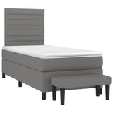 Box Spring Bed with Mattress Dark Grey 107x203 cm King Single Fabric - Side View