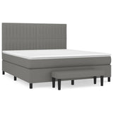 Box Spring Bed with Mattress Dark Grey 153x203 cm Queen Size Fabric - Front View