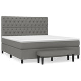 Box Spring Bed with Mattress Dark Grey 153x203 cm Queen Size Fabric - Front View