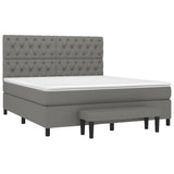 Box Spring Bed with Mattress Dark Grey 153x203 cm Queen Size Fabric - Side View