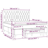 Box Spring Bed with Mattress Dark Grey 153x203 cm Queen Size Fabric - Low Angle