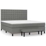 Box Spring Bed with Mattress Dark Grey 153x203 cm Queen Size Fabric