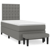 Box Spring Bed with Mattress Dark Grey 107x203 cm King Single Fabric - Front View