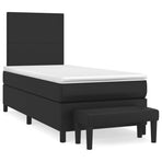 Box Spring Bed with Mattress Black 107x203 cm King Single Faux Leather