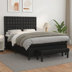 Box Spring Bed with Mattress Black 137x190 cm Double Faux Leather