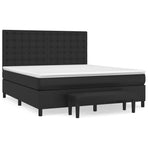 Box Spring Bed with Mattress Black 152x203 cm Queen Faux Leather