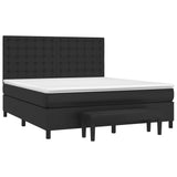 Box Spring Bed with Mattress Black 153x203 cm Queen Size Faux Leather - Side View