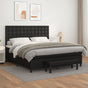 Box Spring Bed with Mattress Black 152x203 cm Queen Faux Leather