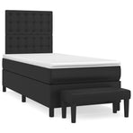 Box Spring Bed with Mattress Black 107x203 cm King Single Faux Leather