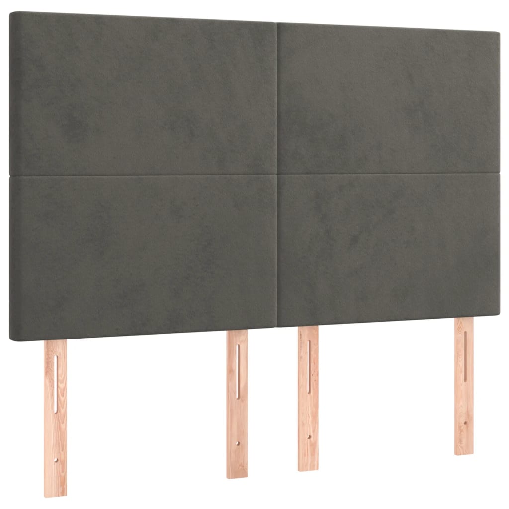 Box Spring Bed with Mattress Dark Grey 137x187 cm Double Size Velvet