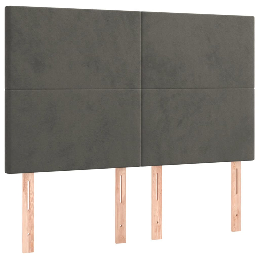 Box Spring Bed with Mattress Dark Grey 137x190 cm Double Velvet