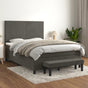 Box Spring Bed with Mattress Dark Grey 137x190 cm Double Velvet