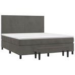 Box Spring Bed with Mattress Dark Grey 152x203 cm Queen Velvet