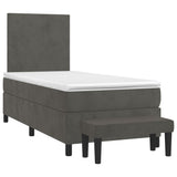 Box Spring Bed with Mattress Dark Grey 106x203 cm King Single Size Velvet - Side View