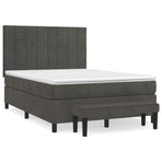 Box Spring Bed with Mattress Dark Grey 137x190 cm Double Velvet