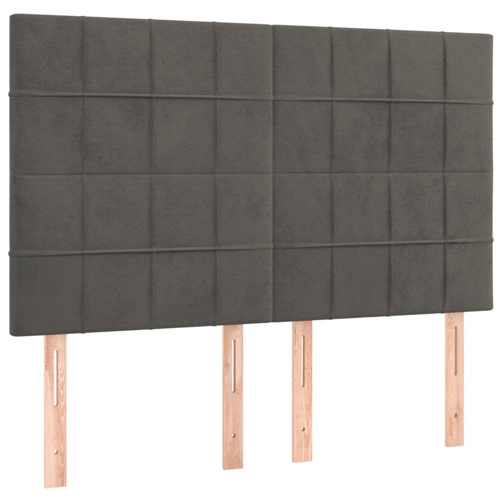 Box Spring Bed with Mattress Dark Grey 137x187 cm Double Size Velvet