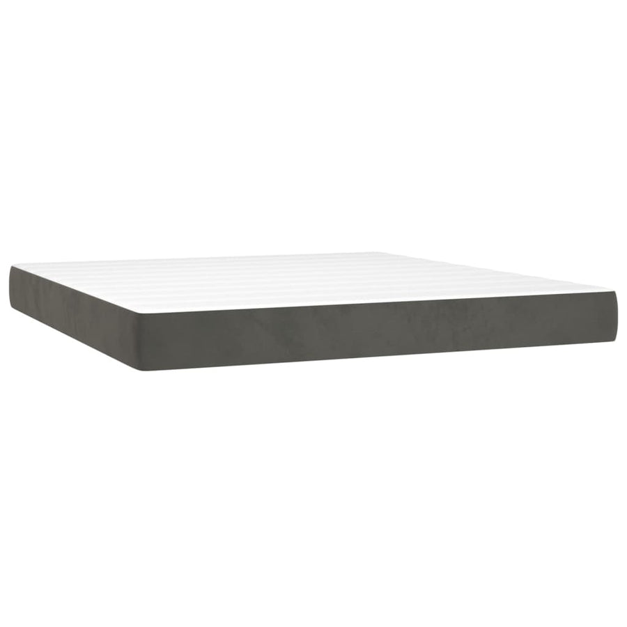 Box Spring Bed with Mattress Dark Grey 152x203 cm Queen Velvet