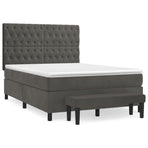 Box Spring Bed with Mattress Dark Grey 137x190 cm Double Velvet