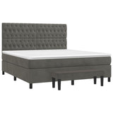 Box Spring Bed with Mattress Dark Grey 153x203 cm Queen Size Velvet - Side View