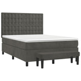 Box Spring Bed with Mattress Dark Grey 137x187 cm Double Size Velvet - Side View