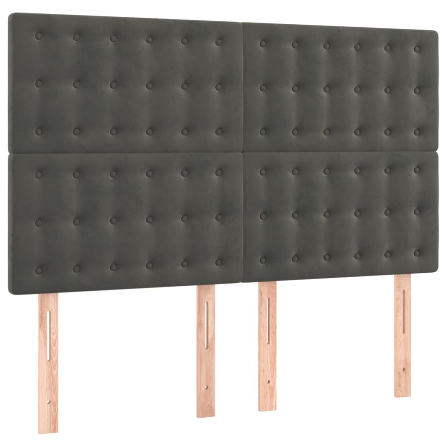 Box Spring Bed with Mattress Dark Grey 137x190 cm Double Velvet