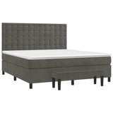 Box Spring Bed with Mattress Dark Grey 153x203 cm Queen Size Velvet - Side View
