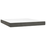 Box Spring Bed with Mattress Dark Grey 153x203 cm Queen Size Velvet - 45-Degree Angle