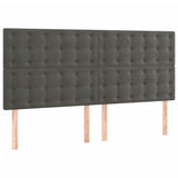 Box Spring Bed with Mattress Dark Grey 153x203 cm Queen Size Velvet - Rear View