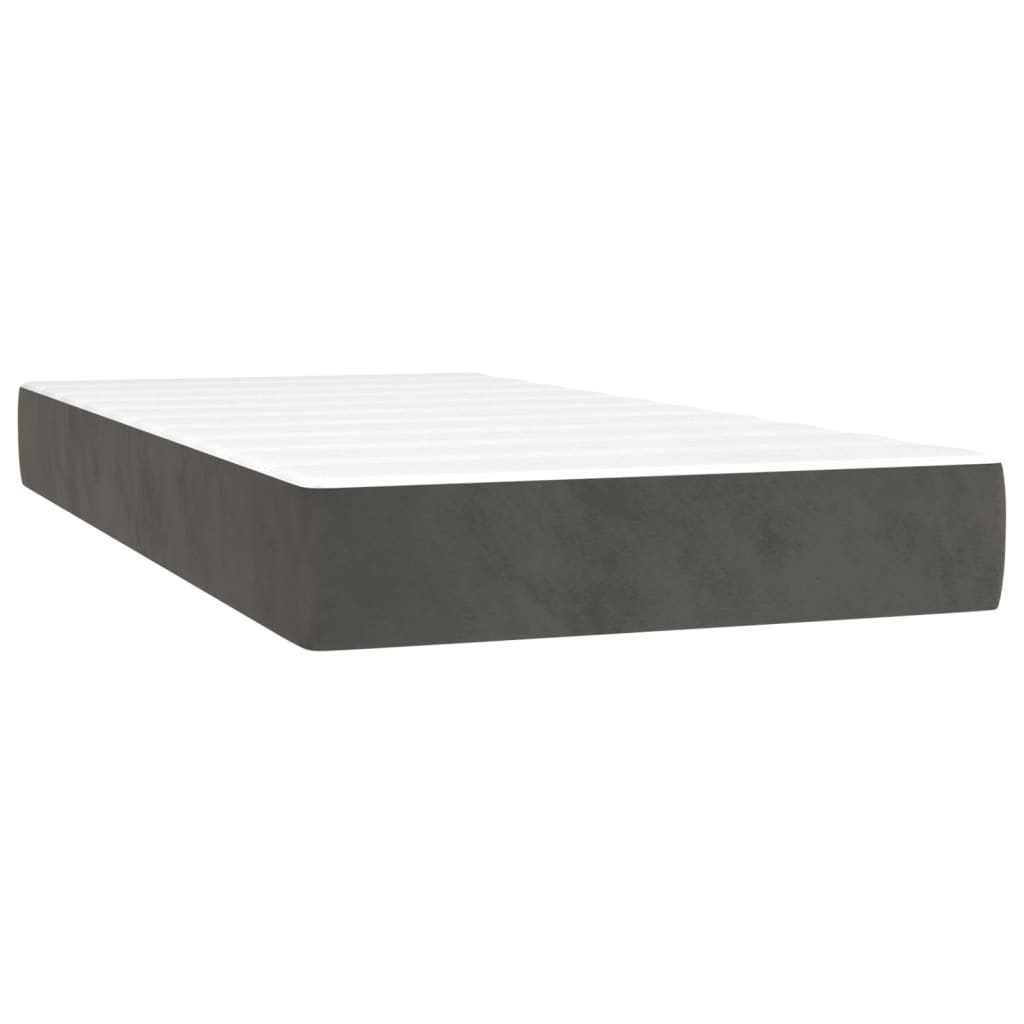 Box Spring Bed with Mattress Dark Grey 107x203 cm King Single Velvet