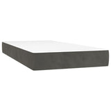 Box Spring Bed with Mattress Dark Grey 107x203 cm King Single Velvet - 45-Degree Angle