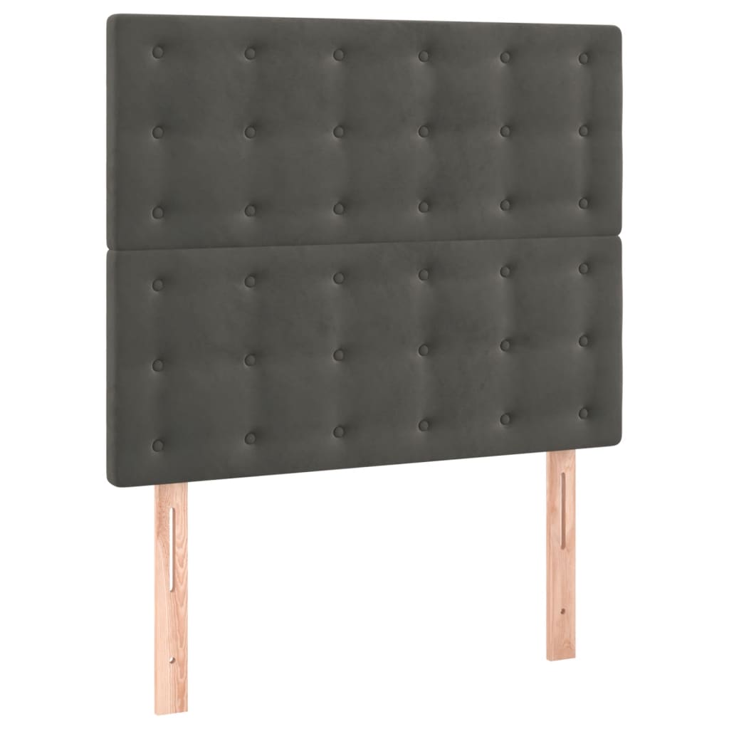 Box Spring Bed with Mattress Dark Grey 107x203 cm King Single Velvet